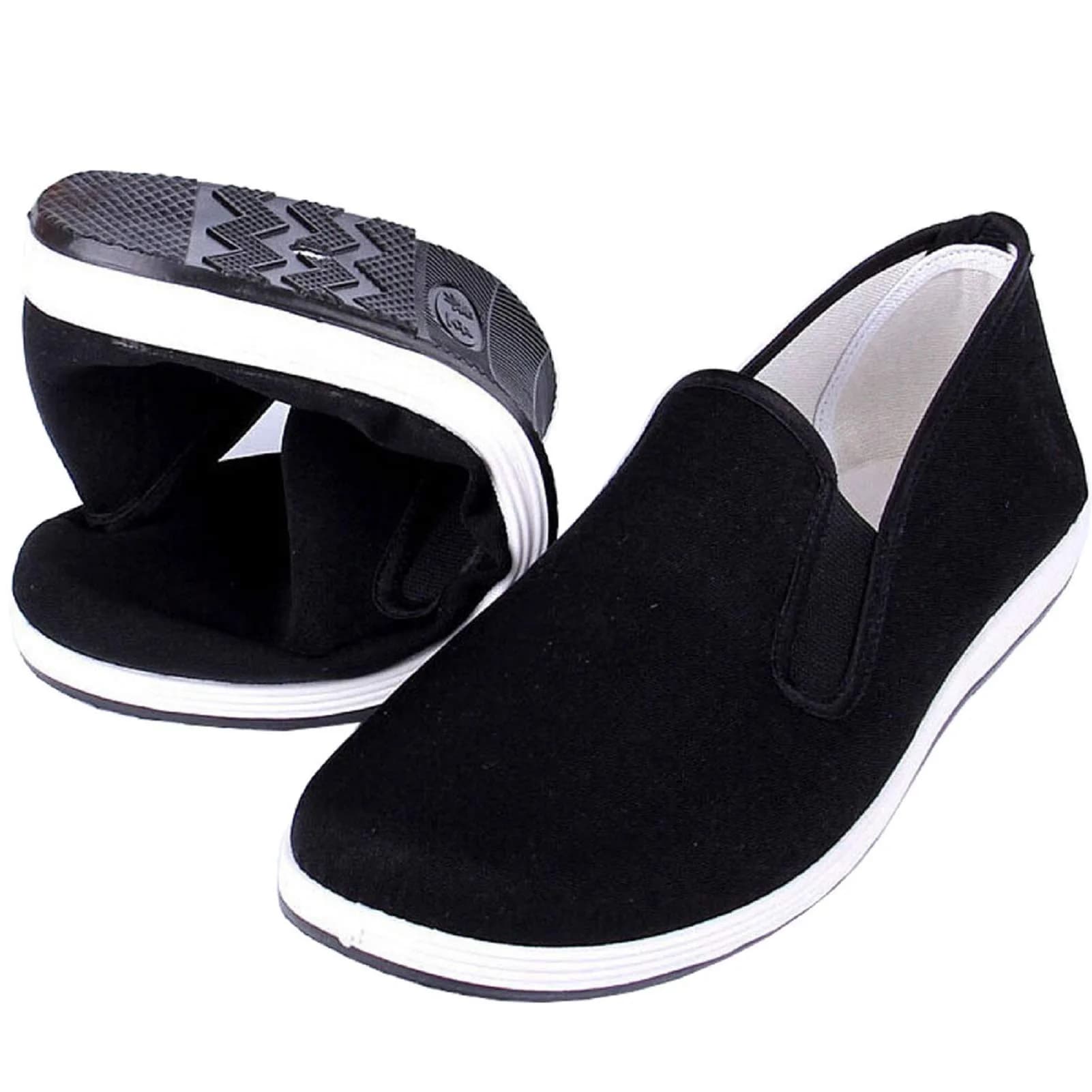 ANYWELL Black Martial Arts Shoes Rubber Sole Size 10 | Anti-Slip Canvas for Tai Chi & Kung Fu — 11 Women/10 Men