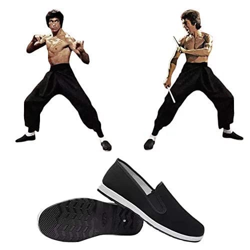 ANYWELL Black Martial Arts Shoes Rubber Sole Size 10 | Anti-Slip Canvas for Tai Chi & Kung Fu thumbnail 2