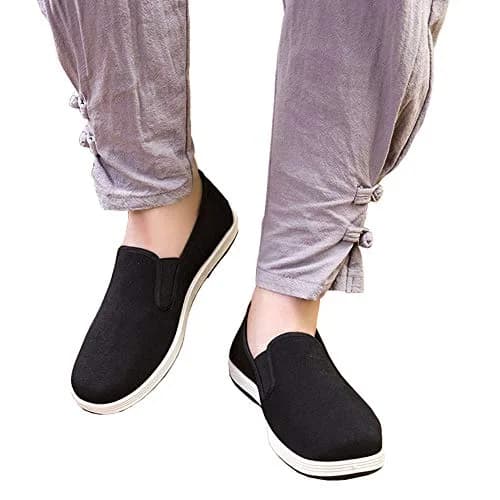 ANYWELL Black Martial Arts Shoes Rubber Sole Size 10 | Anti-Slip Canvas for Tai Chi & Kung Fu thumbnail 3