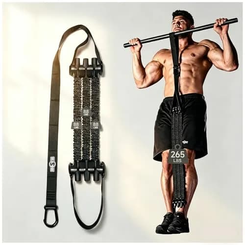 INNSTAR Heavy Duty Resistance Bands for Pull Up Assistance | Adjustable 165-265lbs with Fabric Feet/Knee Rest thumbnail 1