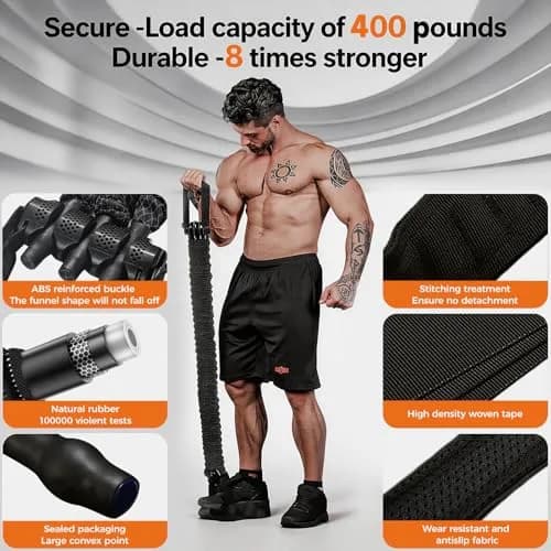 INNSTAR Heavy Duty Resistance Bands for Pull Up Assistance | Adjustable 165-265lbs with Fabric Feet/Knee Rest thumbnail 3
