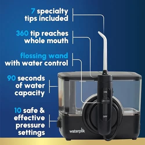 Waterpik ION Rechargeable Water Flosser with 10 Settings, 7 Tips, Black | ADA Accepted Oral Irrigator for Gum Health thumbnail 2