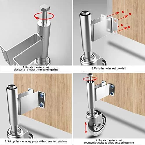 Homhoo 4” Spring Loaded Gate Wheel for Outdoor Wooden Gate Fence | Heavy Duty 330Lbs Support, 360° Rotation thumbnail 6