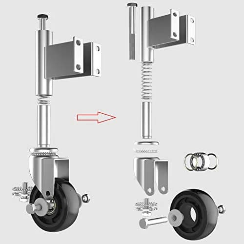 Homhoo 4” Spring Loaded Gate Wheel for Outdoor Wooden Gate Fence | Heavy Duty 330Lbs Support, 360° Rotation thumbnail 8