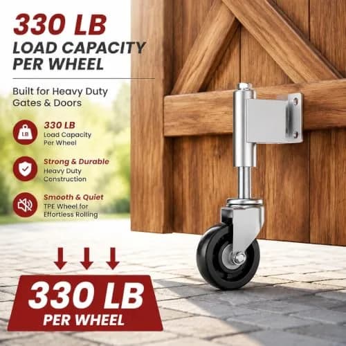 Homhoo 4” Spring Loaded Gate Wheel for Outdoor Wooden Gate Fence | Heavy Duty 330Lbs Support, 360° Rotation thumbnail 2