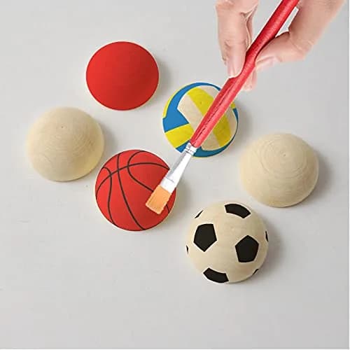 ANZKA 15pcs Large Half Wood Balls for Crafts, 50mm (2 inch) Natural Unfinished Round Split Wood Beads Bulk | DIY Wood Craft Supplies thumbnail 3
