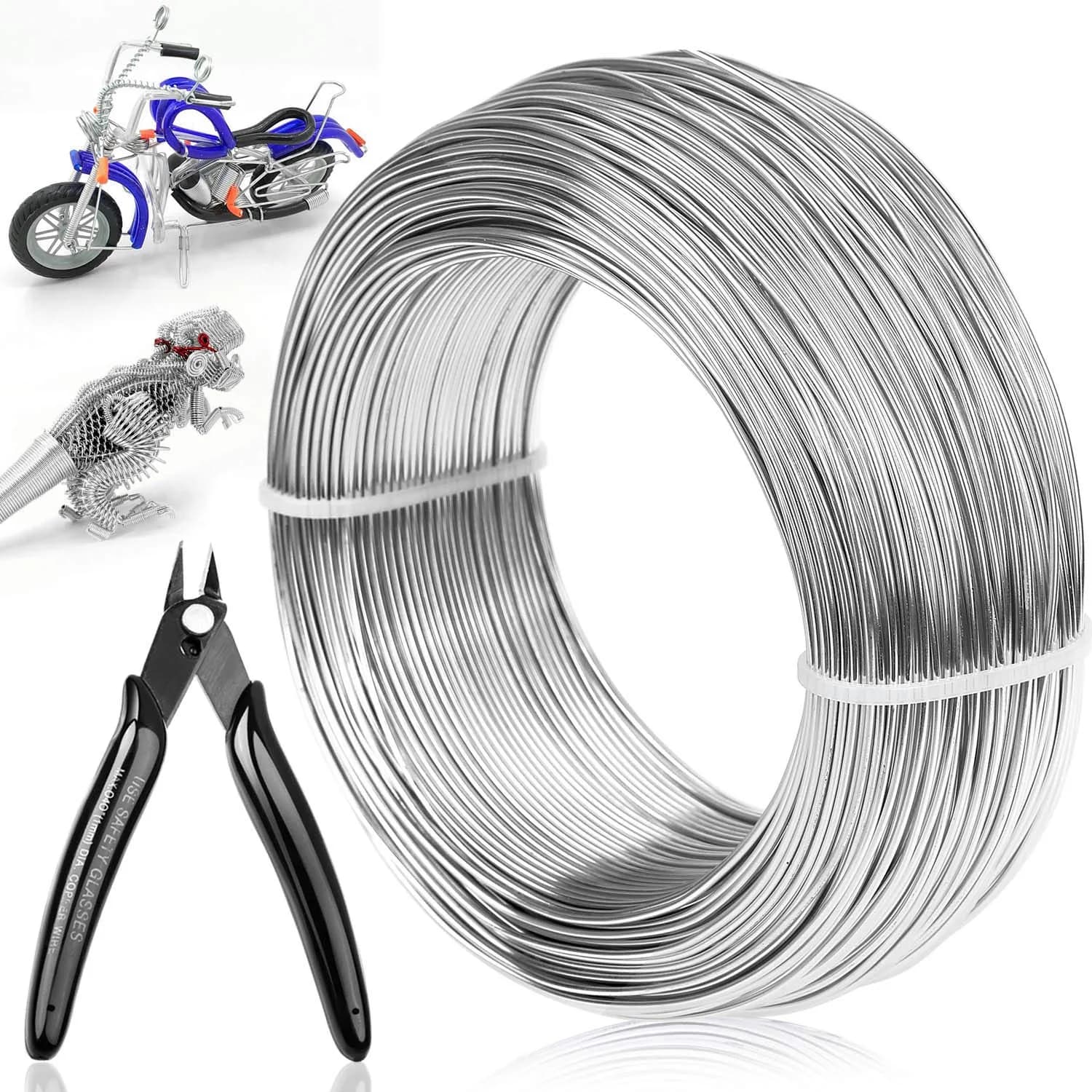 Cruzix 18 Gauge Aluminum Craft Wire 328 FT (100 m) | Bendable Silver Metal Wire for Jewelry Making & Sculpting - main product image