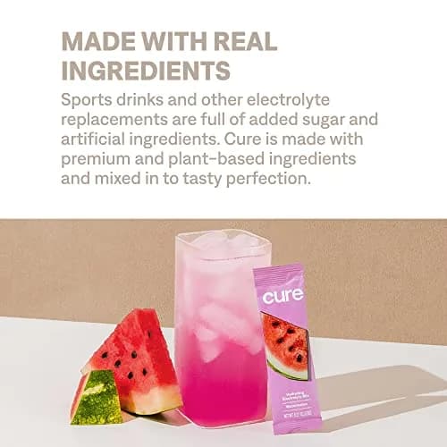 Cure Hydration Electrolyte Drink Powder Watermelon 14 Packets | Hydration with Natural Ingredients thumbnail 7