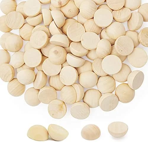 ANZKA 200pcs Mini Half Wooden Beads 12mm (0.47 inch) | Natural Wood Craft Supplies for DIY Painting thumbnail 1