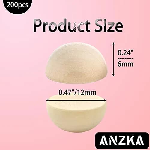 ANZKA 200pcs Mini Half Wooden Beads 12mm (0.47 inch) | Natural Wood Craft Supplies for DIY Painting thumbnail 2
