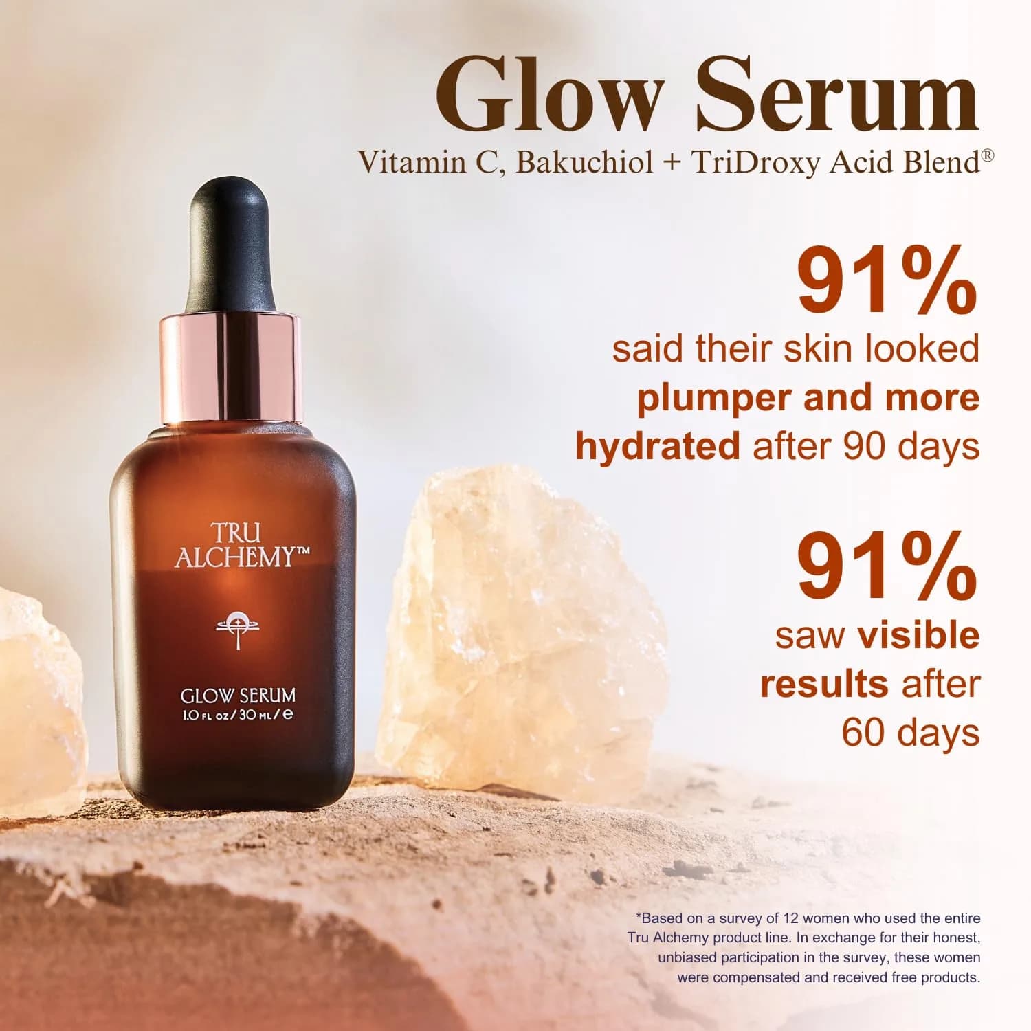 Tru Alchemy Vitamin C Glow Serum 29.57ml (1 fl oz) | Hydrating Anti-Aging Face Serum with Bakuchiol & Acids - view 3