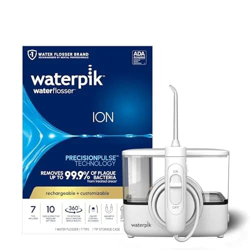 Waterpik ION Rechargeable Water Flosser with 10 Settings & 7 Tips, 591ml (20 Fl Oz) | ADA Accepted for Oral Health thumbnail 1