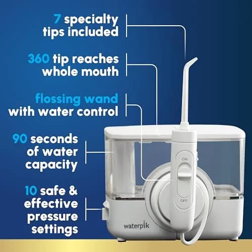 Waterpik ION Rechargeable Water Flosser with 10 Settings & 7 Tips, 591ml (20 Fl Oz) | ADA Accepted for Oral Health thumbnail 2