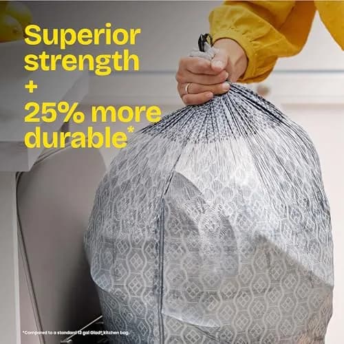 Glad ForceFlex MaxStrength Tall Kitchen Trash Bags 13 Gal (34 Count, Gray) | Odor Control with Clorox & Lemon Fresh Bleach Scent thumbnail 5