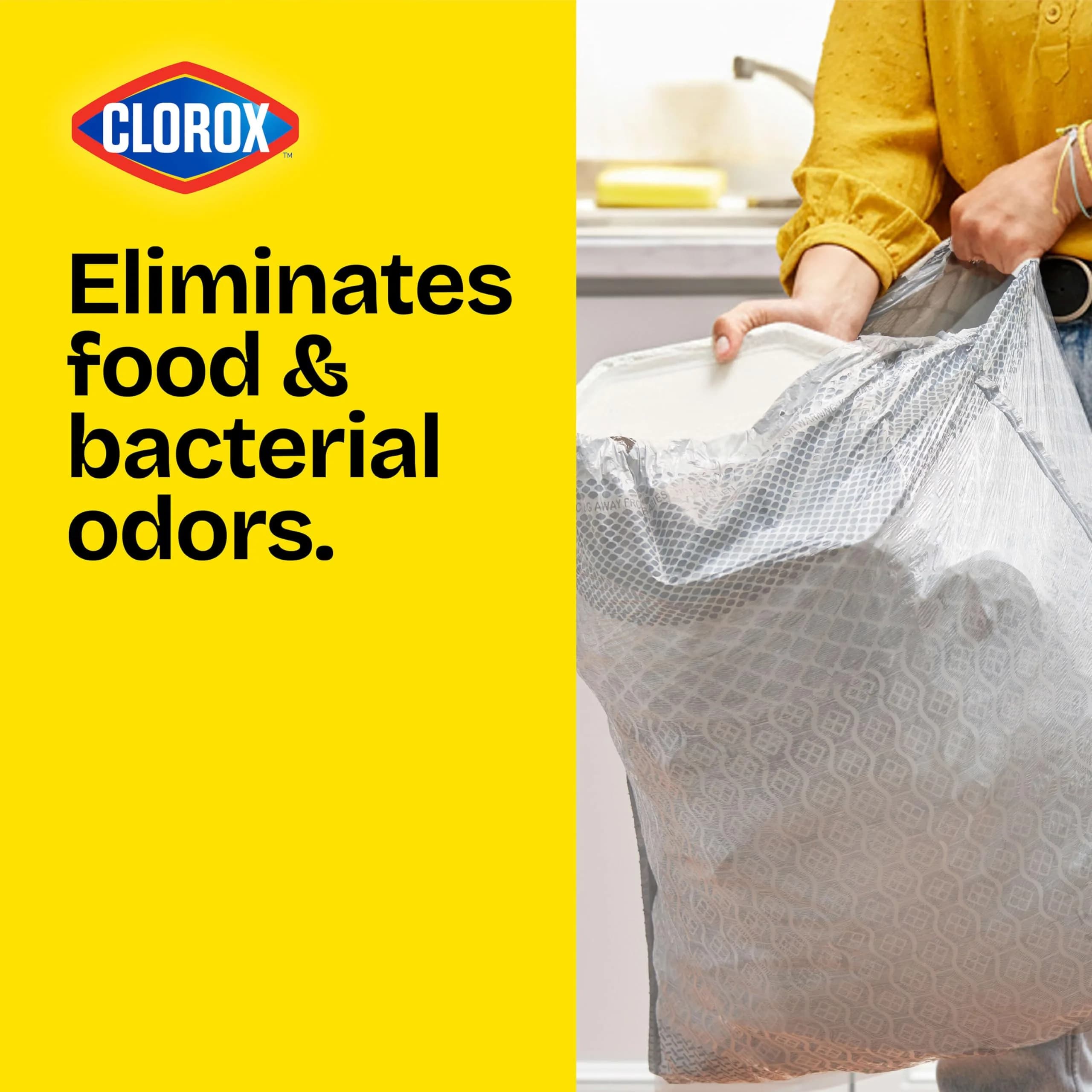 Glad ForceFlex MaxStrength Tall Kitchen Trash Bags 13 Gal (34 Count, Gray) | Odor Control with Clorox & Lemon Fresh Bleach Scent - view 2