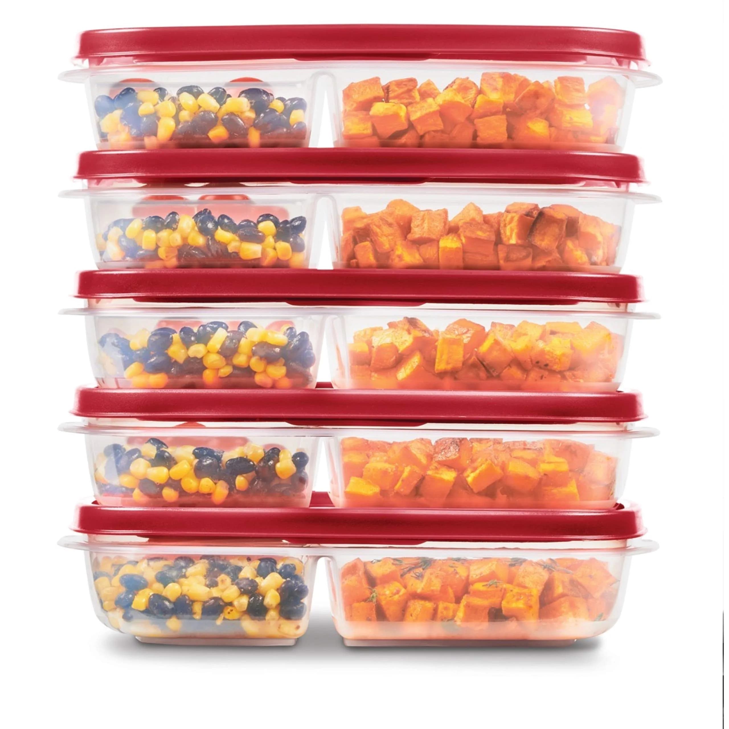 Rubbermaid EasyFindLids Meal Prep Containers 5.1 Cup Red | Modular, Stackable & Microwave Safe — Red