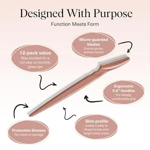 Kitsch Dermaplane Razor for Women Face – Terracotta, 12 Count | Gentle Exfoliation & Facial Hair Removal thumbnail 4