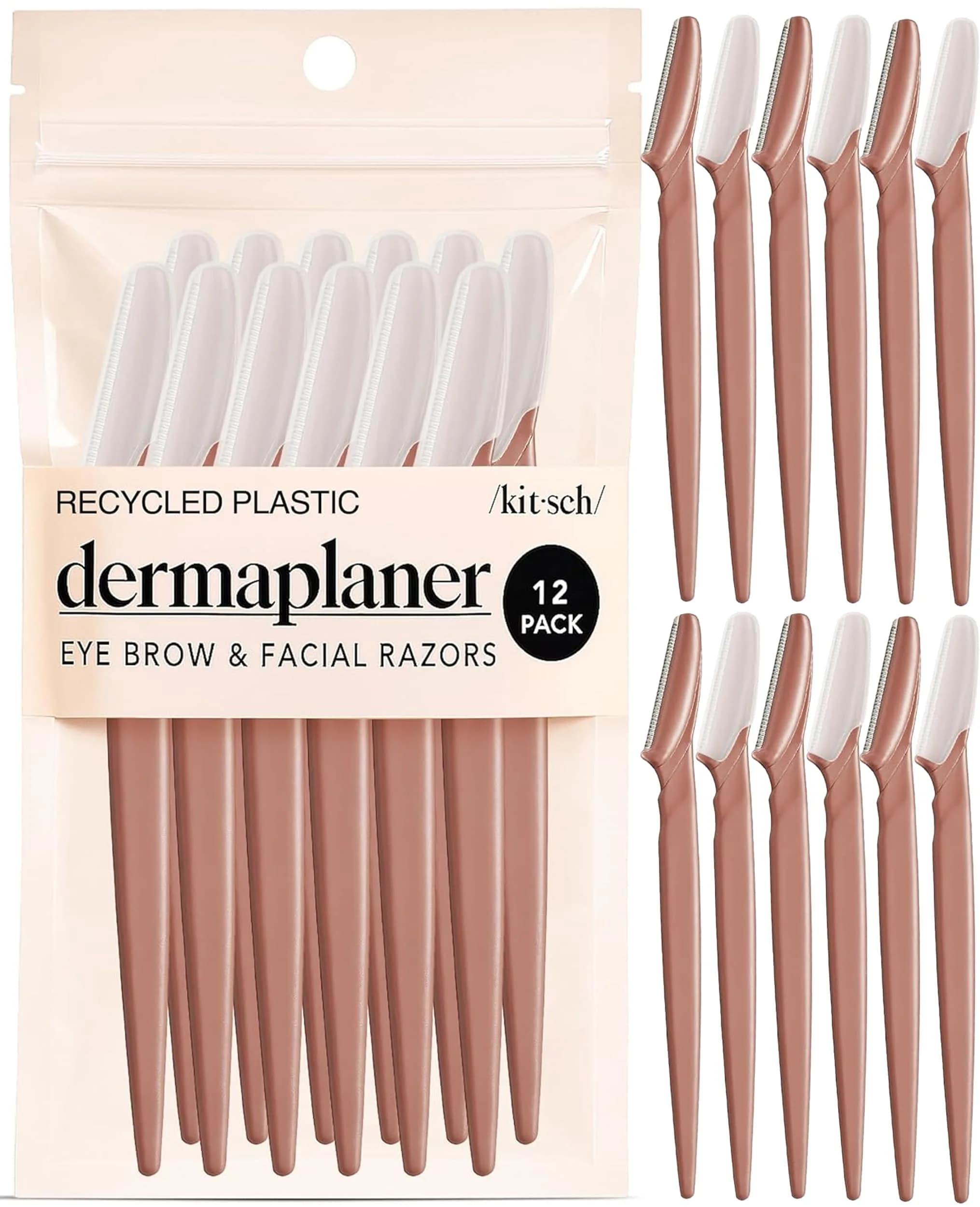 Kitsch Dermaplane Razor for Women Face – Terracotta, 12 Count | Gentle Exfoliation & Facial Hair Removal - main product image