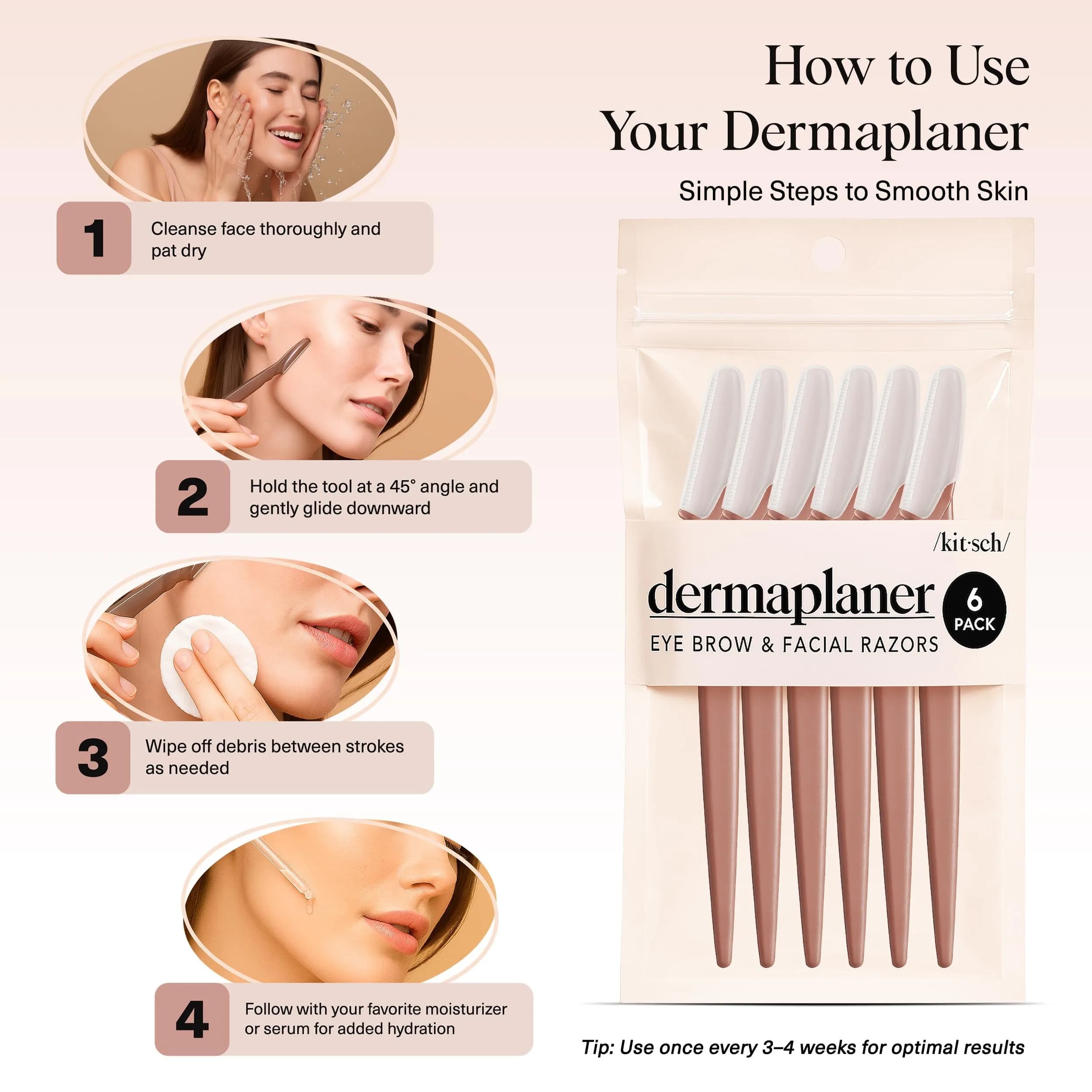 Kitsch Dermaplane Razor for Women Face – Terracotta, 12 Count | Gentle Exfoliation & Facial Hair Removal - view 7
