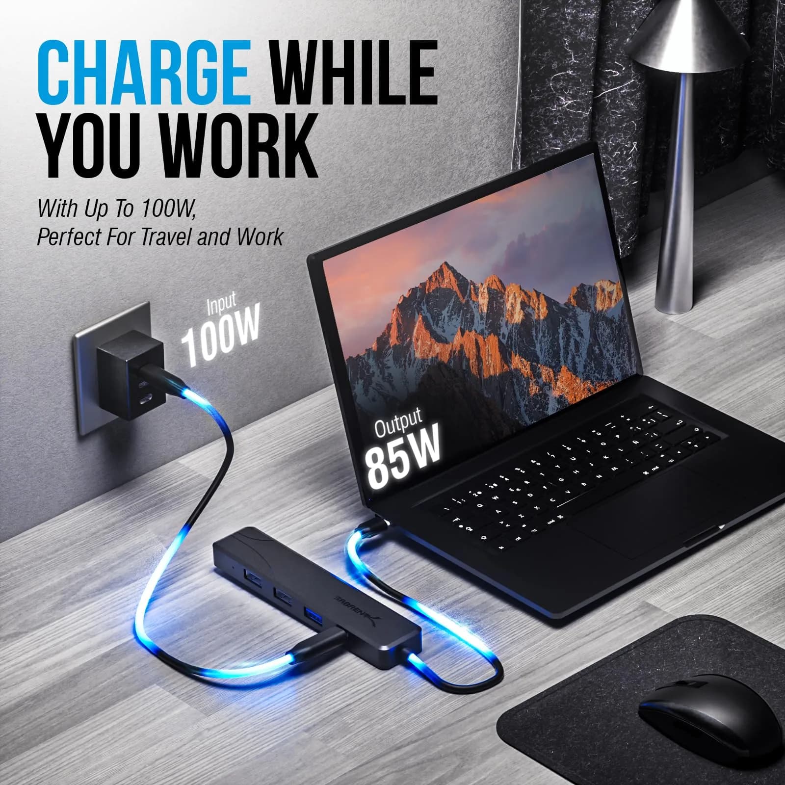 SABRENT USB-C Hub 5-in-1 with 4K@60Hz HDMI, 100W PD, 3x USB-A Ports | Lightweight Aluminum, Plug & Play - view 3