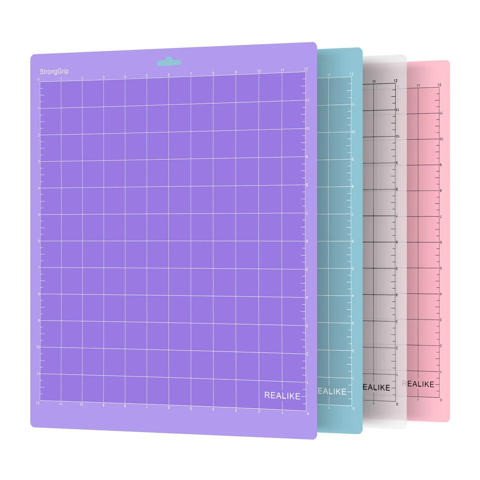 REALIKE 12x12 Inch Cutting Mat Variety Pack (4 Mats) - Blue, Transparent, Purple, Pink - main product image