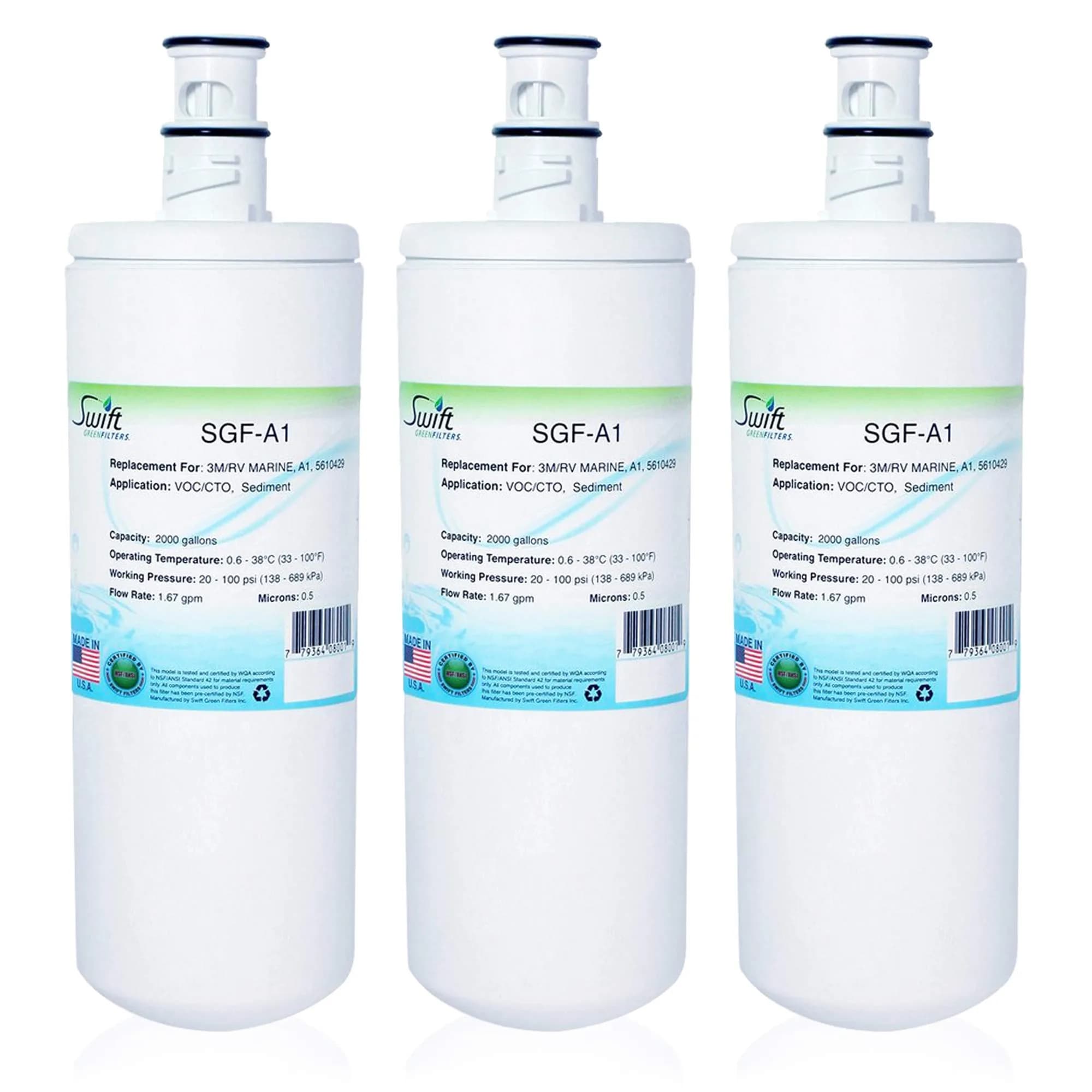 Swift Green Filters SGF-A1 Compatible Commercial Water Filter 3 Pack | Reduces VOCs & Odor, Made in USA — White