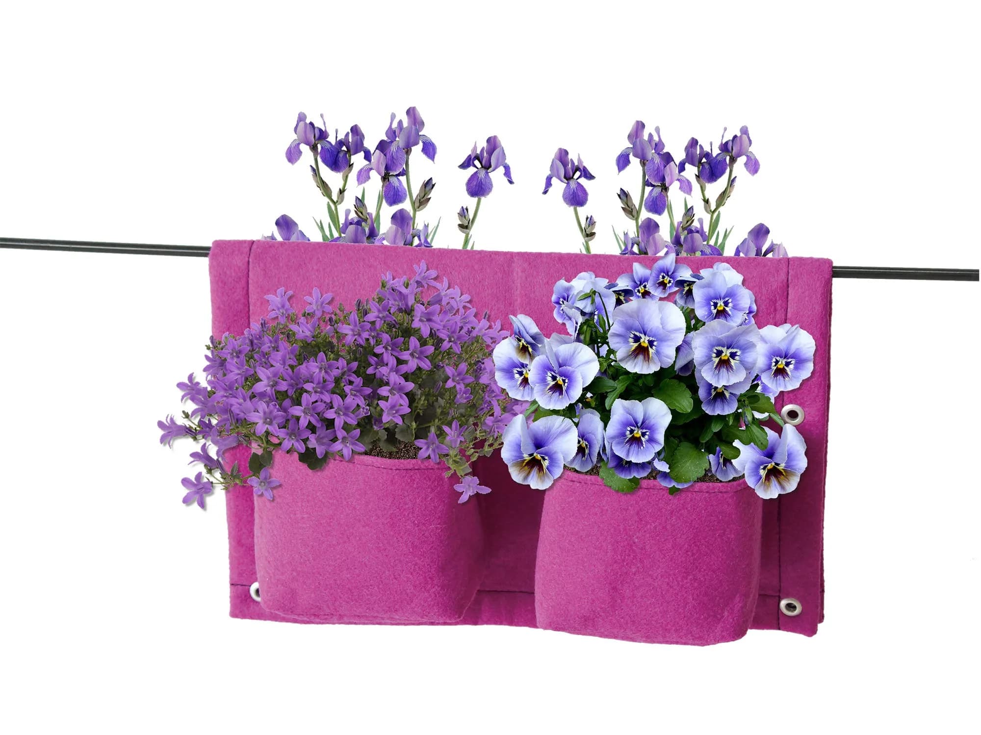 VegTrug Balcony Planter, 4-Pocket Rail Planter, Moisture-Lined Surface, Purple, 16.54" x 22.83" x 3.94"