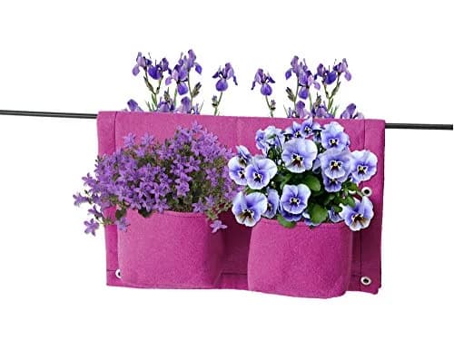 VegTrug Balcony Planter, 4-Pocket Rail Planter, Moisture-Lined Surface, Purple, 16.54" x 22.83" x 3.94" thumbnail 1