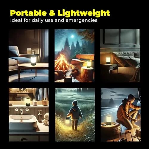 Light Fixture Industries Emergency Table Lamp 200+ Hr Rechargeable LED with USB Charger, Touch Sensor, Portable, Black thumbnail 4