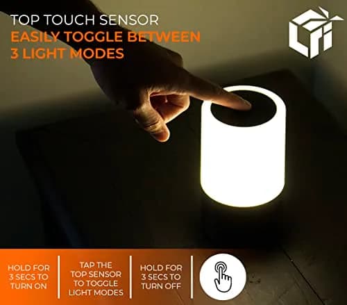 Light Fixture Industries Emergency Table Lamp 200+ Hr Rechargeable LED with USB Charger, Touch Sensor, Portable, Black thumbnail 7