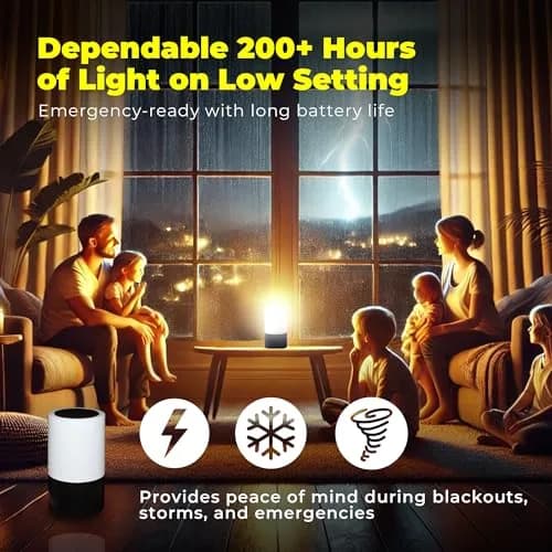 Light Fixture Industries Emergency Table Lamp 200+ Hr Rechargeable LED with USB Charger, Touch Sensor, Portable, Black thumbnail 2