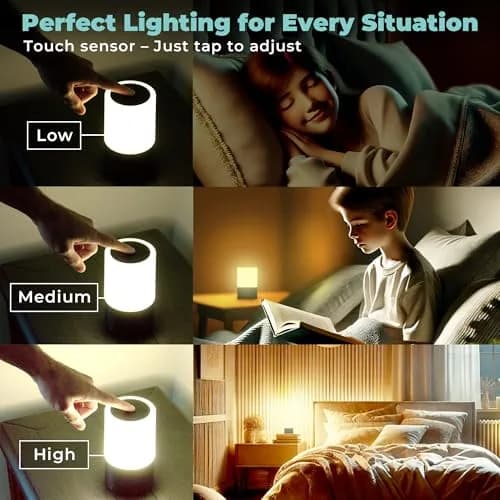 Light Fixture Industries Emergency Table Lamp 200+ Hr Rechargeable LED with USB Charger, Touch Sensor, Portable, Black thumbnail 3