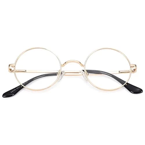 Pro Acme Non Prescription Clear Lens Glasses Retro Small Round Metal Frame (Gold + Silver) | Classic Style & Comfort thumbnail 8