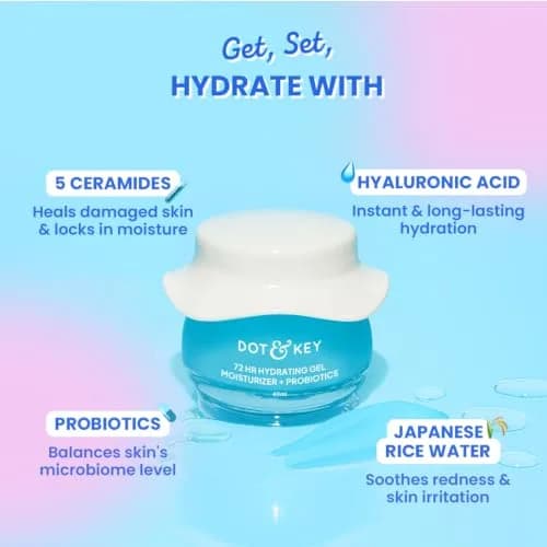 Dot & Key 72HR Hydrating Gel Moisturizer + Probiotics | Water Gel for Skin Hydration & Barrier Boost thumbnail 3