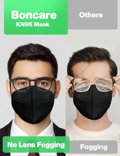 Boncare KN95 Face Masks 50 Pack | 5-Layer Disposable Masks, Breathable & Comfortable, Black thumbnail 7