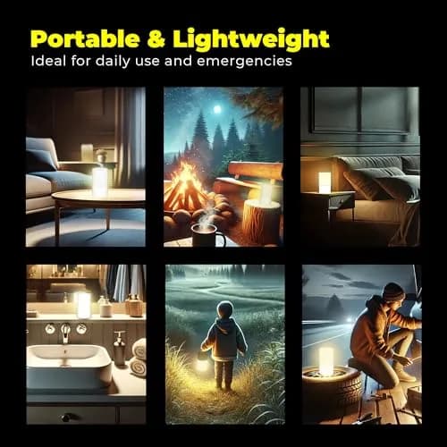 Light Fixture Industries White Emergency Table Lamp | 200+ Hr Runtime, Power Outages thumbnail 4