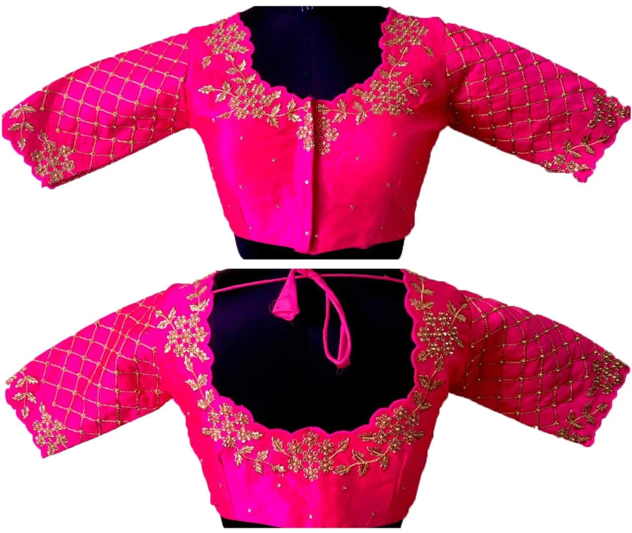 Pujia Mills Women's Pink Choli with Hand Embroidery & Stone Work, 38 (96.5 cm) | Imported from USA - view 5