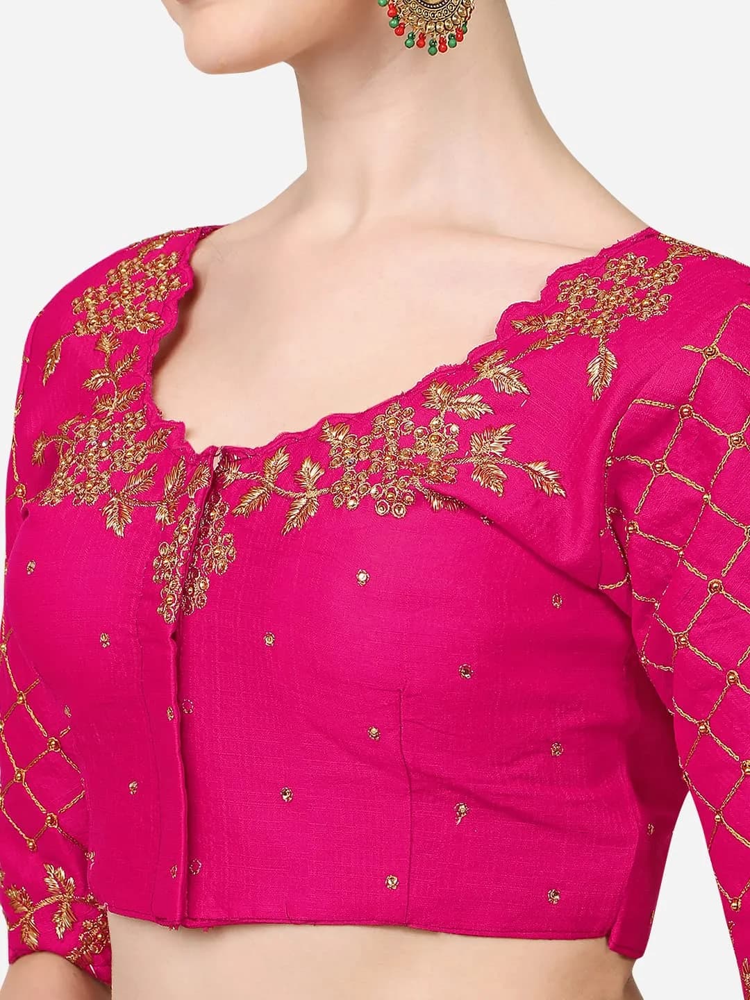 Pujia Mills Women's Pink Choli with Hand Embroidery & Stone Work, 38 (96.5 cm) | Imported from USA - view 4