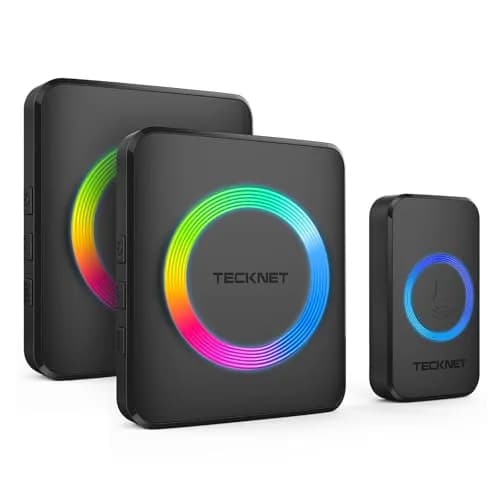 TECKNET Wireless Doorbell Kit with 2 Plug-in Receivers, 1300 ft Range, IP65 Waterproof, 60 Chimes & 5 Volume Levels, Black | Smart Doorbell Chime for Home & Office - main product image