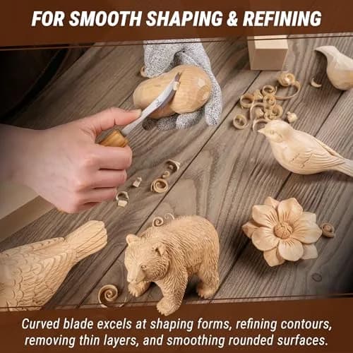 BeaverCraft Wood Carving Knife C17P - Sloyd Chip Carving Knife Carbon Steel for Beginners & Pros thumbnail 4