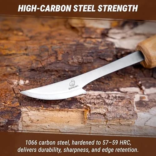 BeaverCraft Wood Carving Knife C17P - Sloyd Chip Carving Knife Carbon Steel for Beginners & Pros thumbnail 5