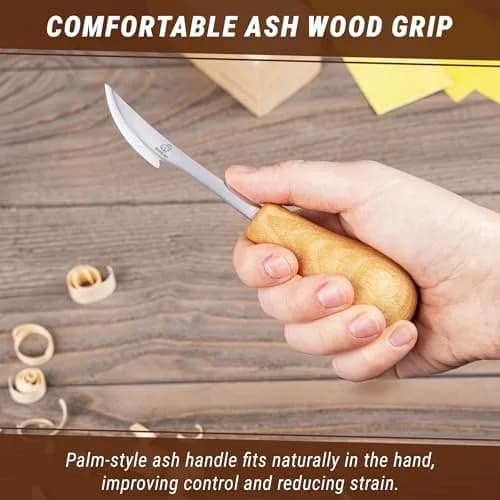 BeaverCraft Wood Carving Knife C17P - Sloyd Chip Carving Knife Carbon Steel for Beginners & Pros thumbnail 7