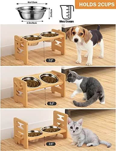 Vantic Elevated Dog Bowls, Small | Adjustable Height & Tilted Platform for Small Dogs thumbnail 2