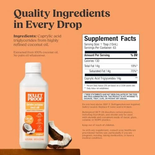 Bulletproof Brain Octane C8 MCT Oil 100% Pure Coconut 1.92 L (64 Fl Oz) | Ketogenic Energy Supplement for Brain & Metabolism thumbnail 3