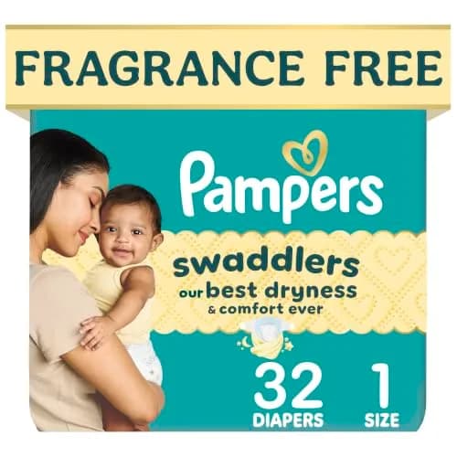 Pampers Swaddlers Diapers Size 1 (7-13 kg / 8-14 lbs) | Hypoallergenic & Fragrance-Free for Sensitive Skin thumbnail 1