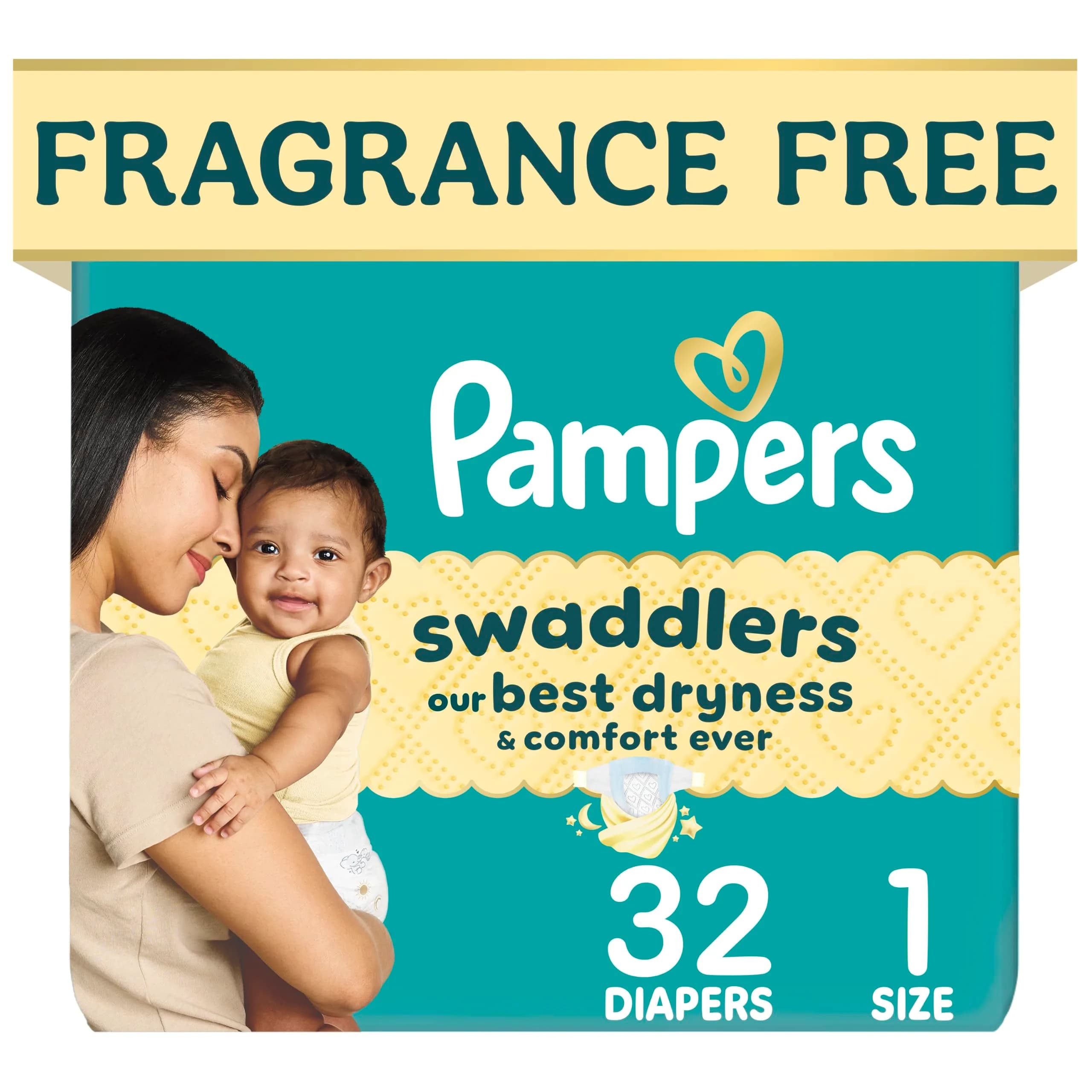 Pampers Swaddlers Diapers Size 1 (7-13 kg / 8-14 lbs) | Hypoallergenic & Fragrance-Free for Sensitive Skin - main product image