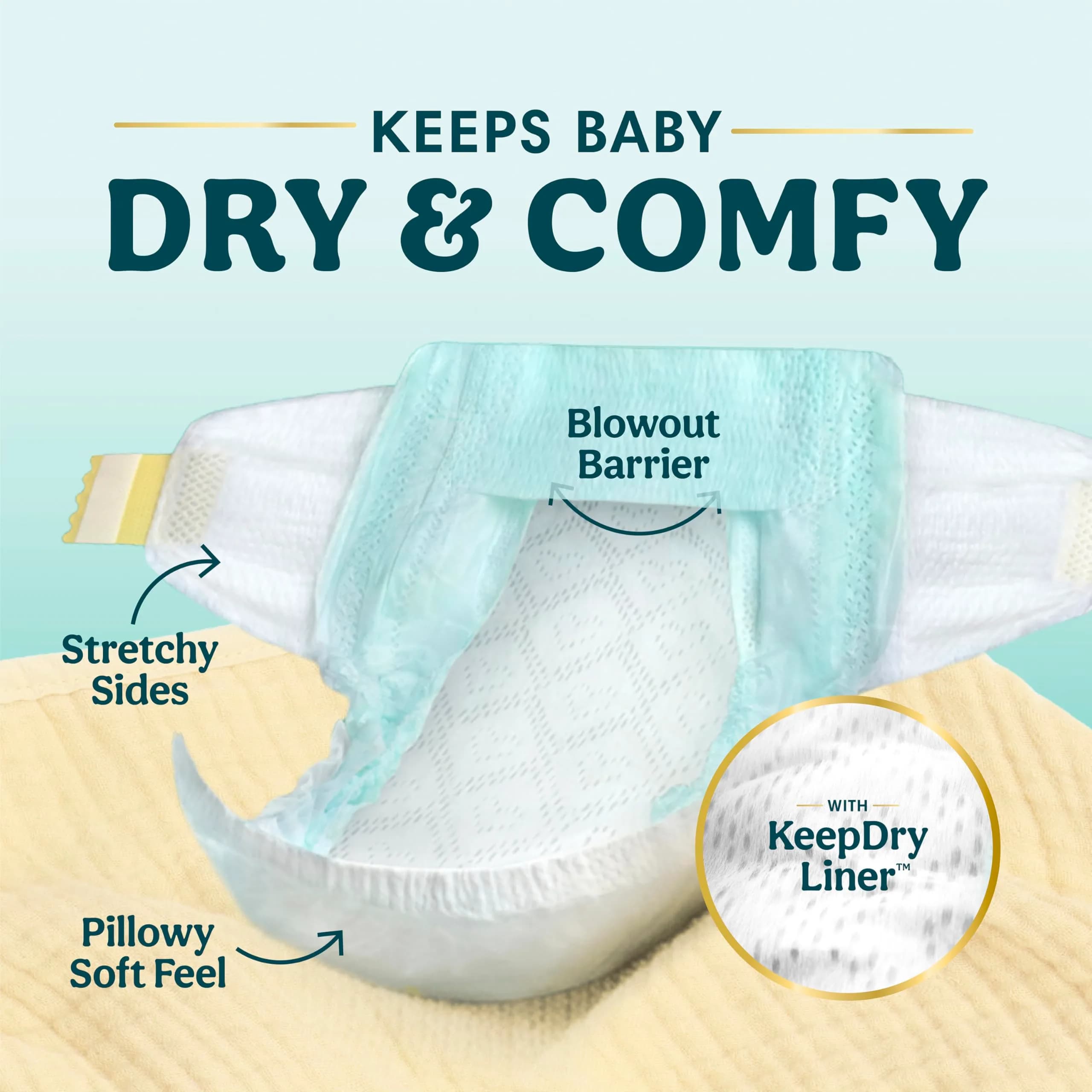 Pampers Swaddlers Diapers, Size Newborn (up to 10 lbs / 4.5 kg), 31 Count | Pediatrician Recommended Skin-Safe Disposable Baby Diaper - view 3