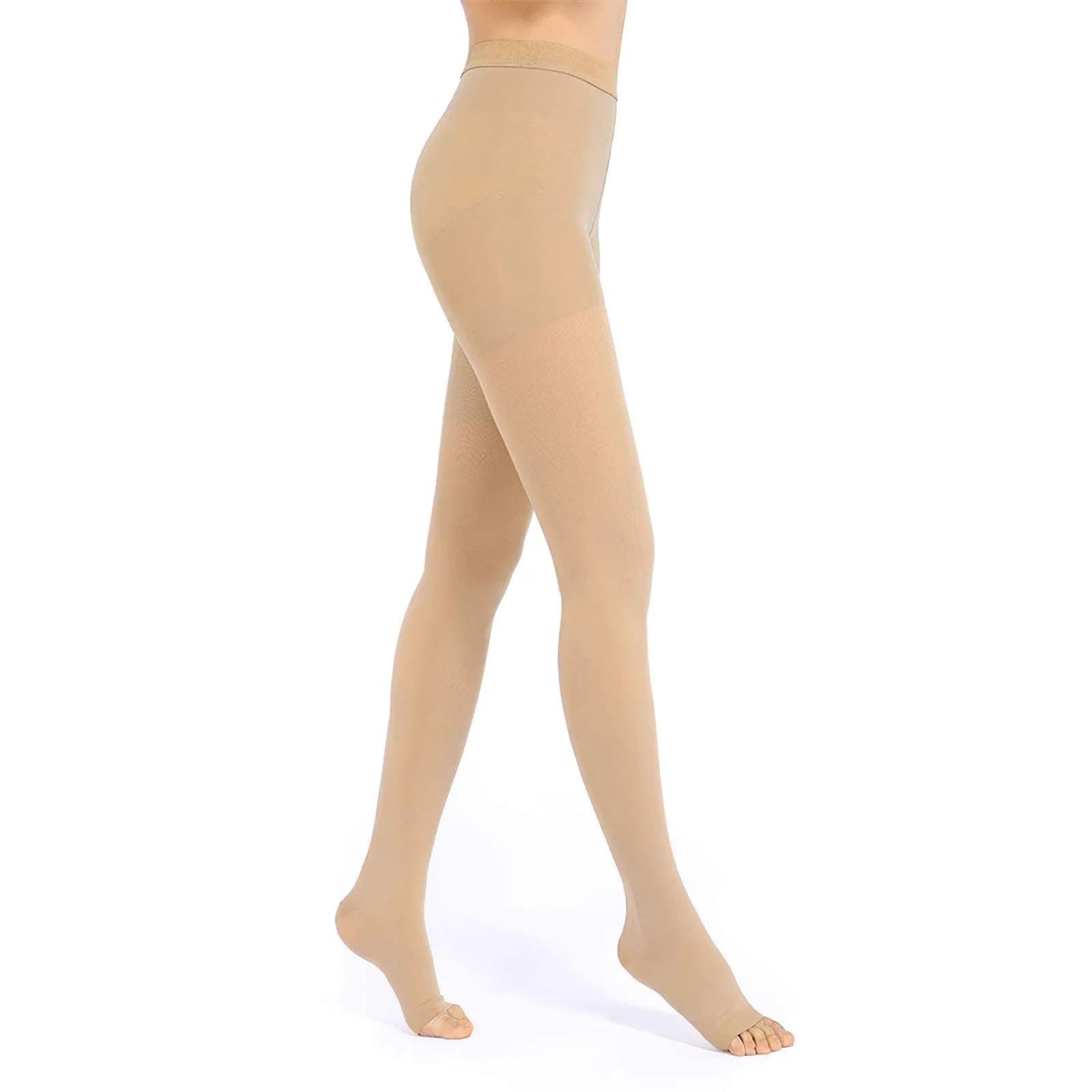 Athbavib 20-30mmHg Compression Pantyhose for Women & Men | Medical-Grade Support, Breathable Nylon & Spandex, Beige, Unisex — Medium
