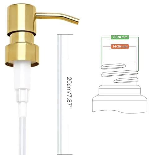 AUNRGO Gold Soap Dispenser Pump Replacement - 304 Stainless Steel Hand Liquid Soap & Lotion Dispenser, 2 Pack thumbnail 2