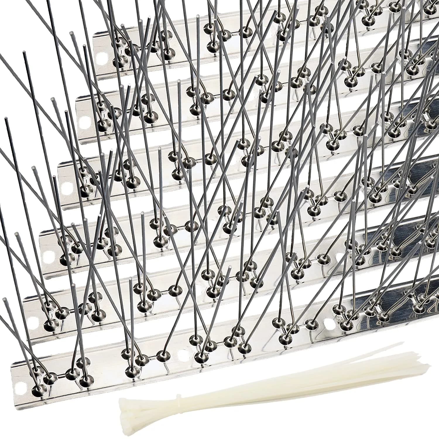 aushucu Stainless Steel Bird Spikes 21.6 Feet (20 Bases, 20 Sets) | Rust-Proof Pigeon Control for Buildings - main product image